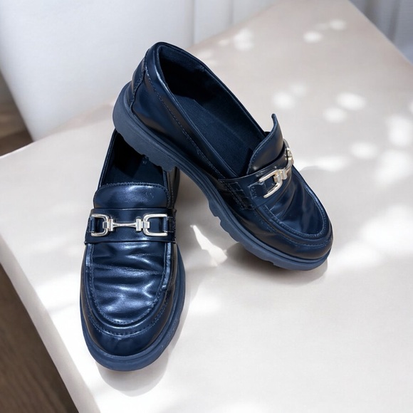 Zara Shoes - Zara Black Loafers with Gold Accent